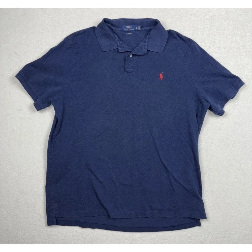 Lot of 3 Polo Ralph Lauren Custom Slim Fit Polo‎ Shirts XL Gray Navy Pony